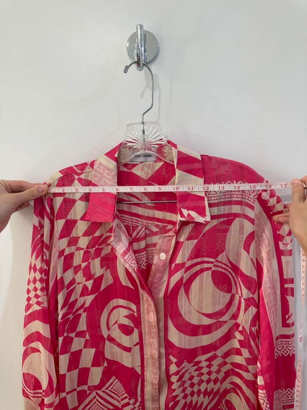Teria Yabar Abstract Geometric Print Long Sleeve Button-Front Maxi Shirt Dress - Picture 5 of 8
